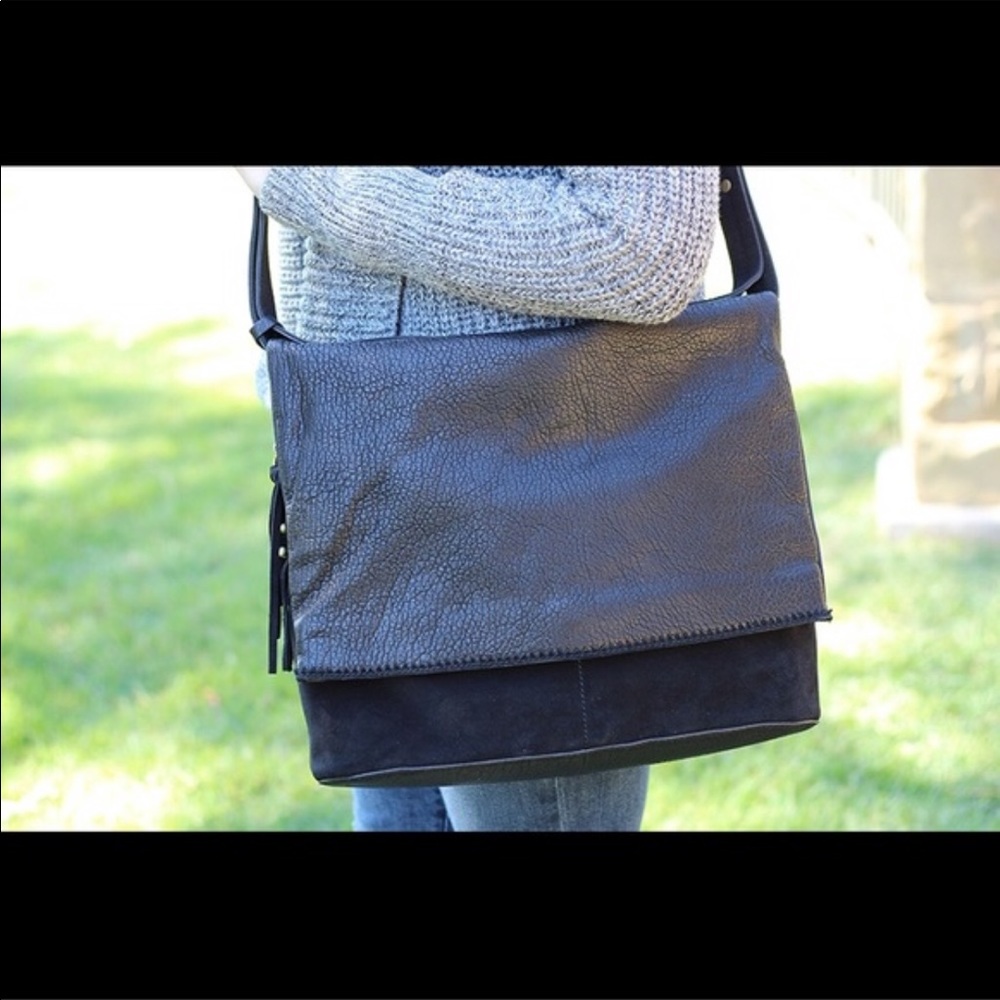 Ella Moss black leather messenger bag